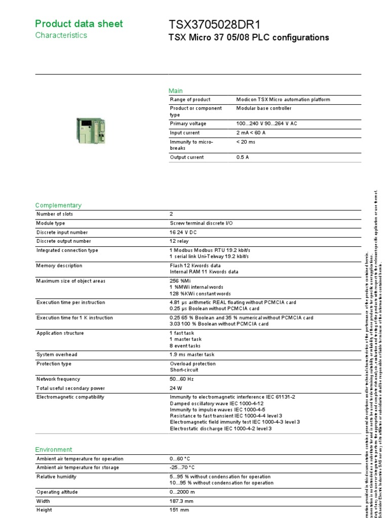 Modicon TSX Micro PLC Specifications | PDF | Programmable Logic ...