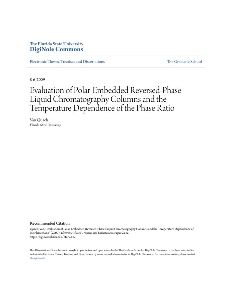 Polar - Embedded Column | PDF | Chromatography | High Performance ...