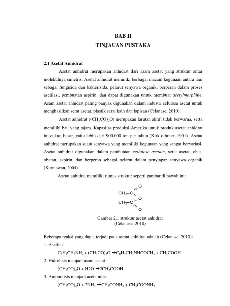 Rumus dan Proses Asetat Anhidrat | PDF