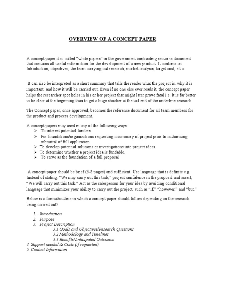 Concept Paper vs Business Plan Business Plan Business