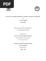 Download A STUDY ON CONSUMER PREFERENCE TOWARDS THE HINDU NEWSPAPER by vyogalakshmisweety SN131798172 doc pdf
