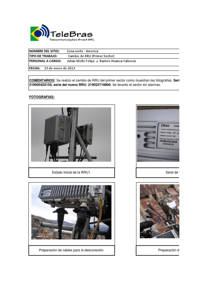Cambio RRU ZonaNorte-Las Americas | PDF