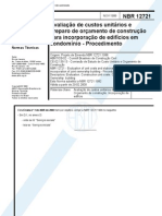 NBR 12721 - AVALIAÇÃO DE CUSTOS UNITÁRIOS E PREPARO DE ORÇAMENTOS DE CONSTRUÇÃO PARA EDIFICIOS