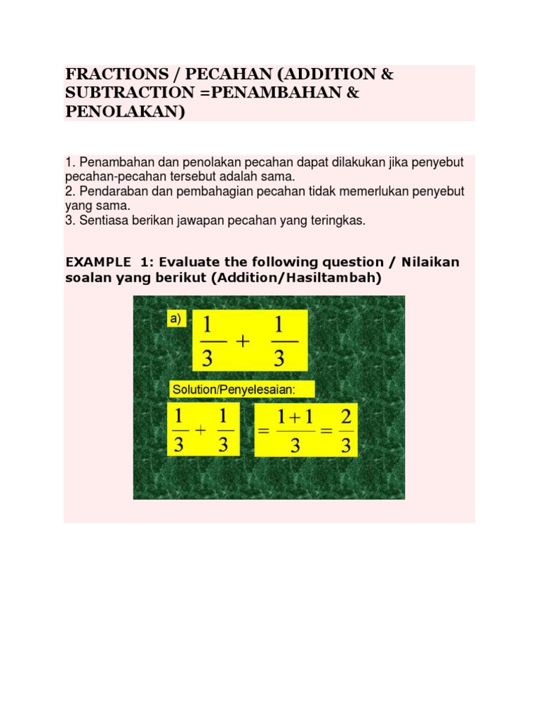Addition and Subtraction of Algebraic Expression | PDF | Fraction ...
