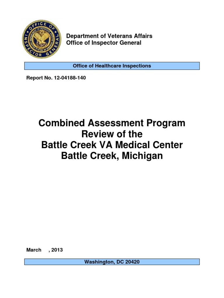 VAOIG Review of Battle Creek VAMC PDF Veterans Health Administration Palliative Care