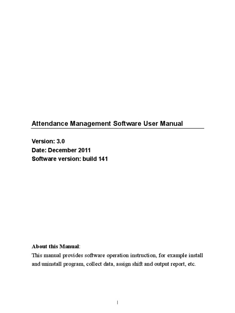Attendance Management Software User ManualV3.0 PDF | PDF | Button ...