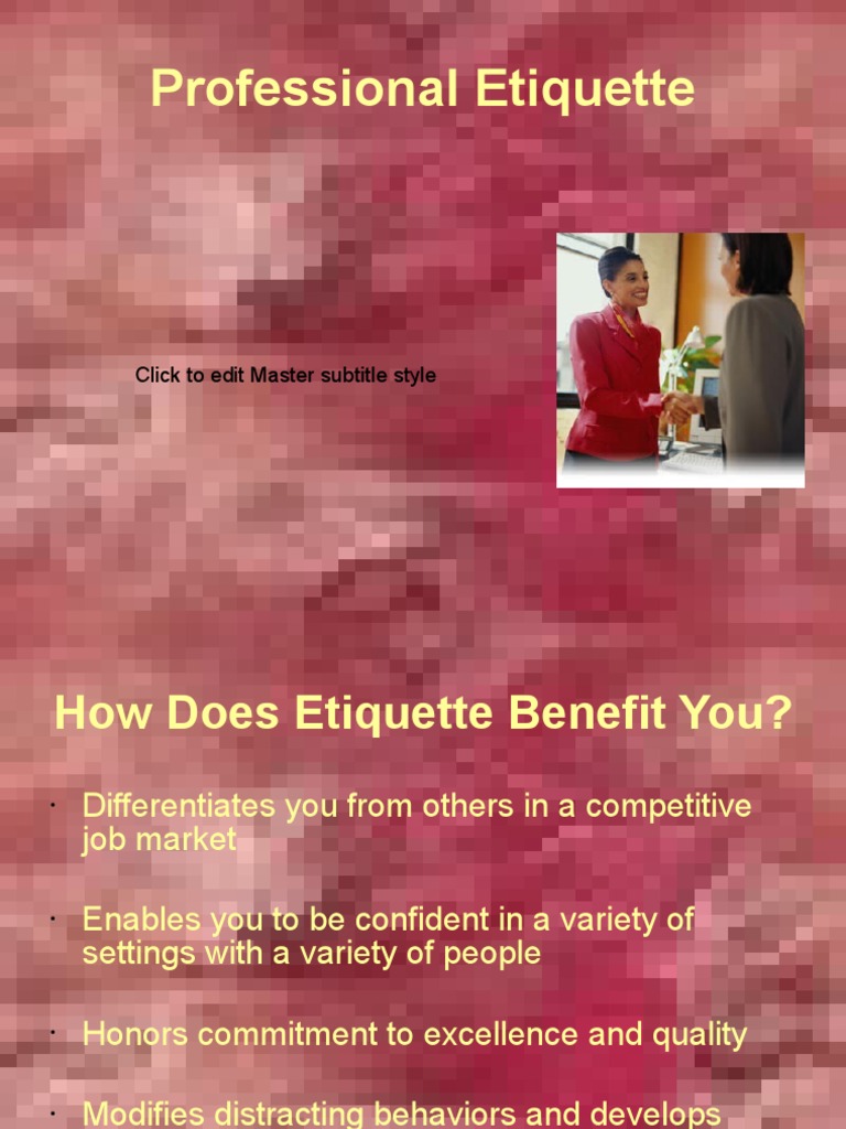 Professional Etiquette | PDF | Etiquette | Clothing