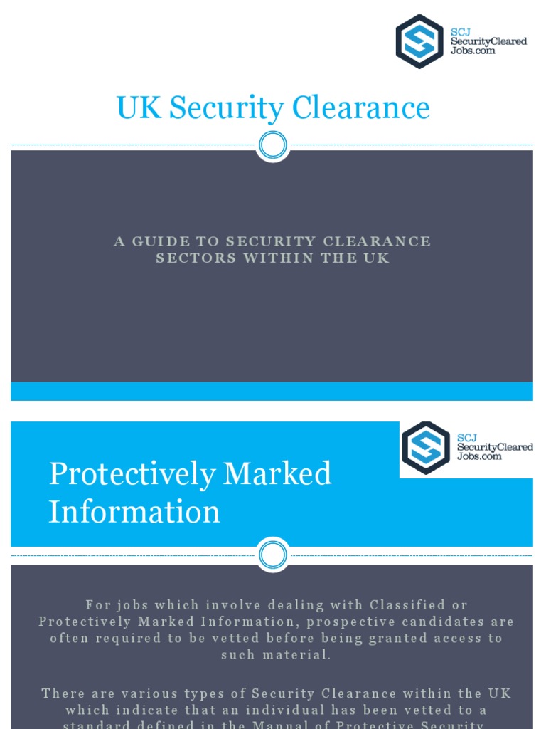 SCJ UK Security Clearance Types Security Clearance Securities