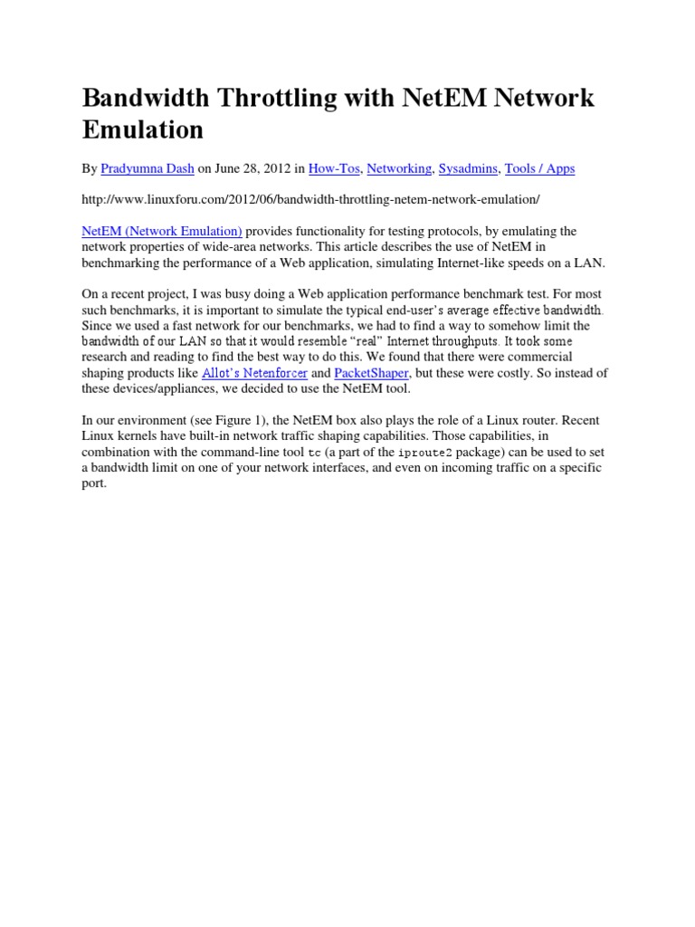 Bandwidth Throttling With NetEM Network Emulation LFY Download Free