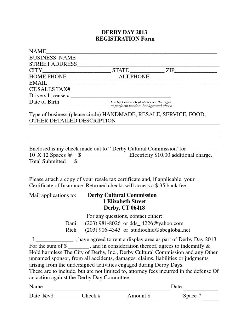 Derby Day 2013 Registration Form | PDF | Business