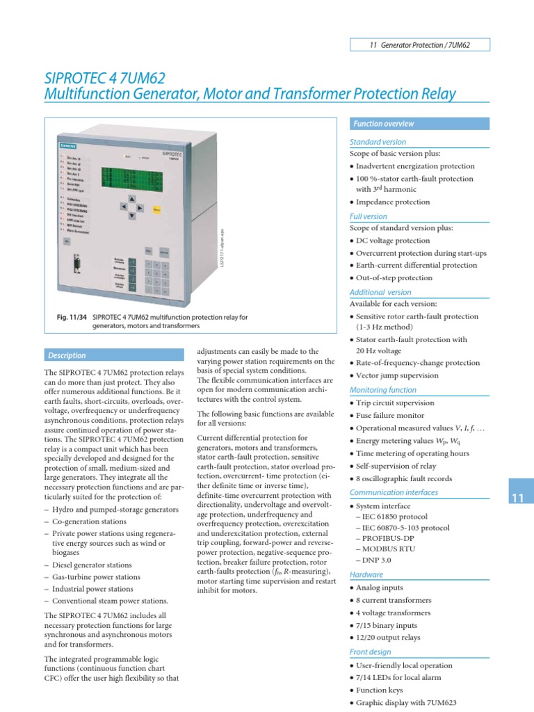 SIPROTEC 7UM62 Relay Overview | PDF | Business | Computers
