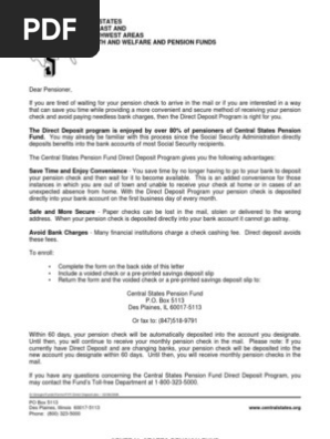 Central States Direct Deposit Form