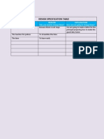 Design Specification Table