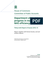 Report: Department of Health: Progress in Making NHS Efficiency Savings PDF