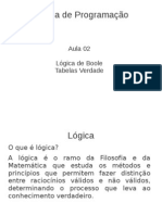 03 - Programacao Lógica de Boole - Tabelas Verdade