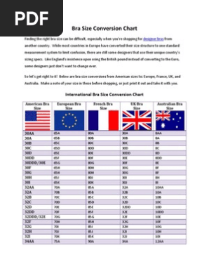 Bra Size Conversion Chart, PDF, Bra