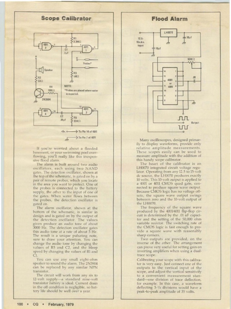 Flood Alarm and Scope Calibrator Guide | PDF | Analog Circuits ...
