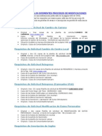 Requisitos para Los Diferentes Procesos de Modificaciones