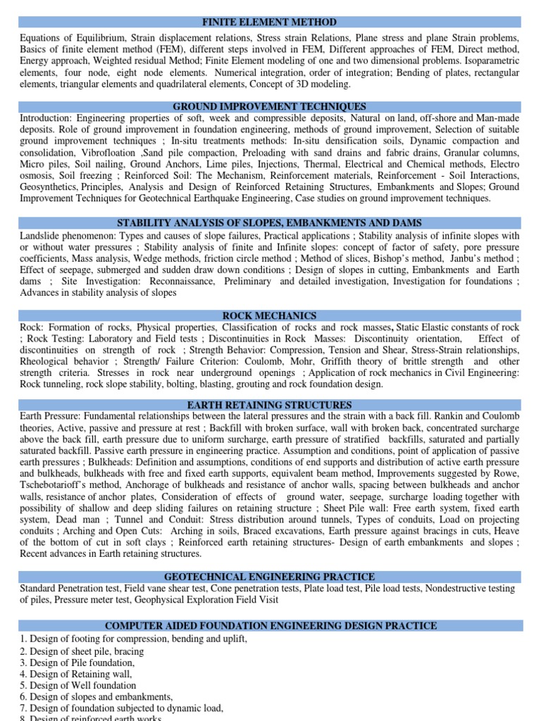 M-Tech 2nd Sem Syllabus | PDF | Geotechnical Engineering | Soil Mechanics