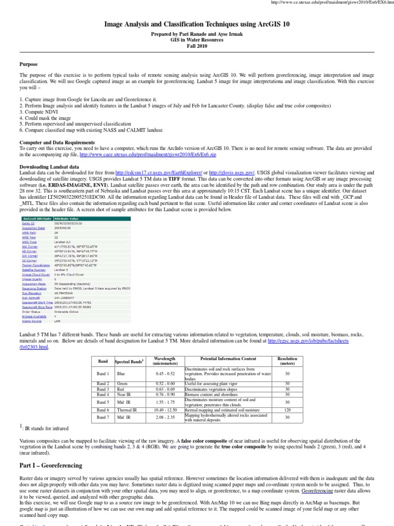 ArcGIS 10 Image Analysis Techniques | PDF | Statistical Classification ...