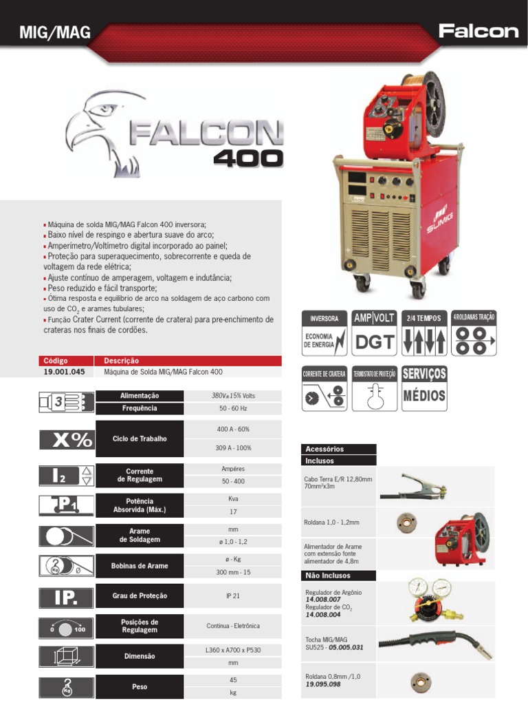 Manual da Máquina de Solda Falcon 400 | PDF | Tecnologia e Engenharia