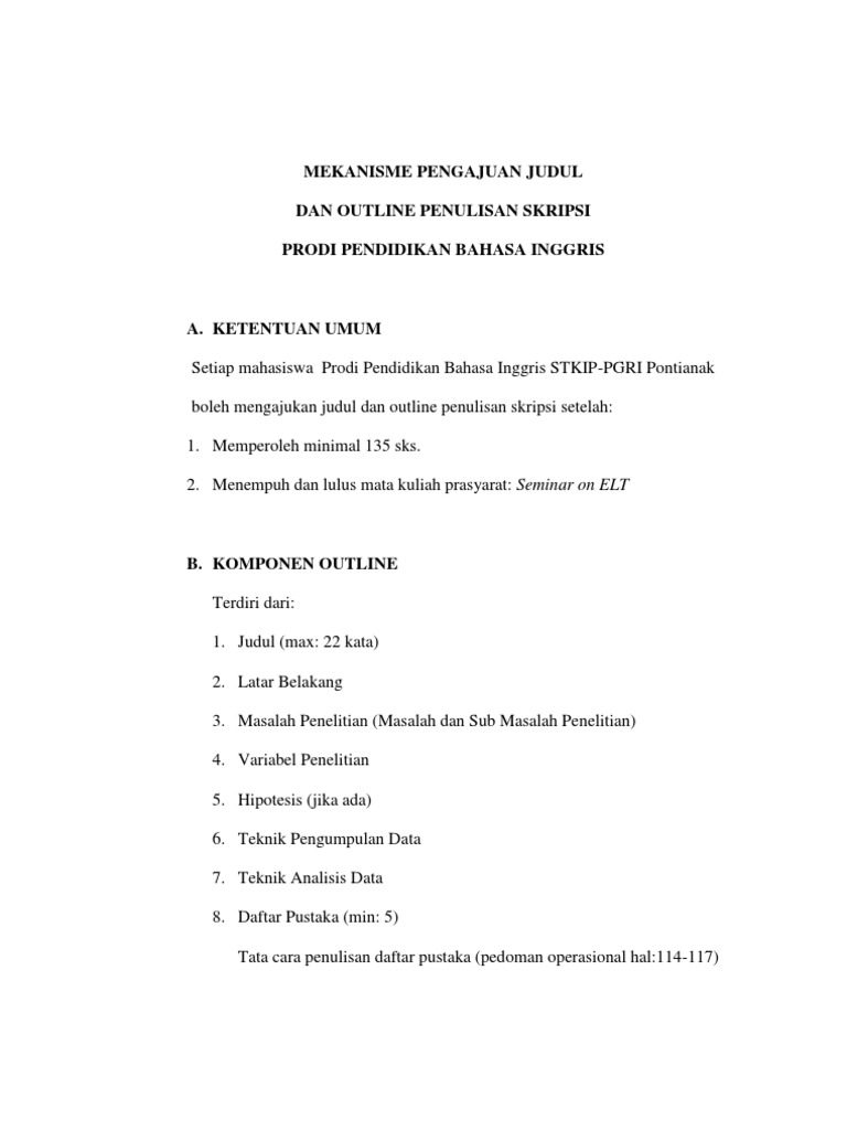 Format Outline P B Ing