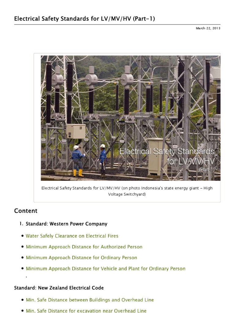 Electrical Safety Standards For LVMVHV Part1) PDF Volt