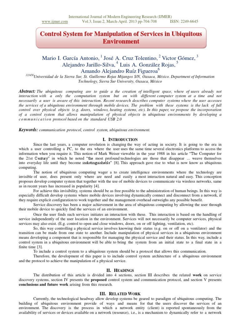 Control System for Ubiquitous Computing | PDF | Usb | Communications ...