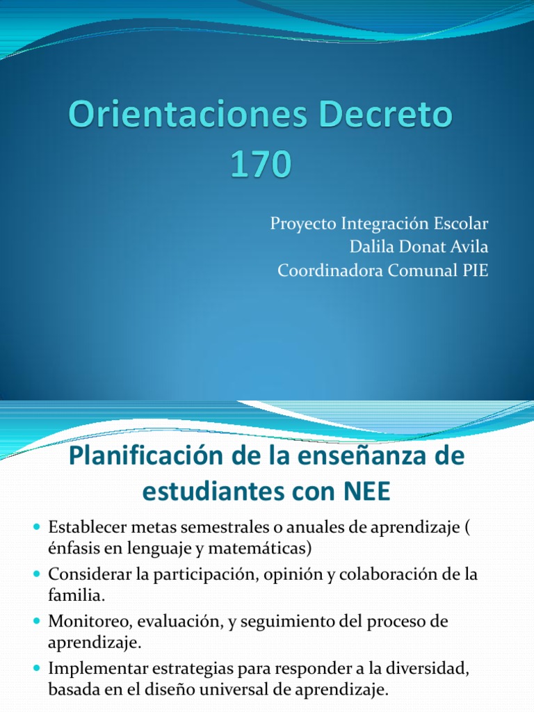 Orientaciones para el Decreto 170 PIE | PDF