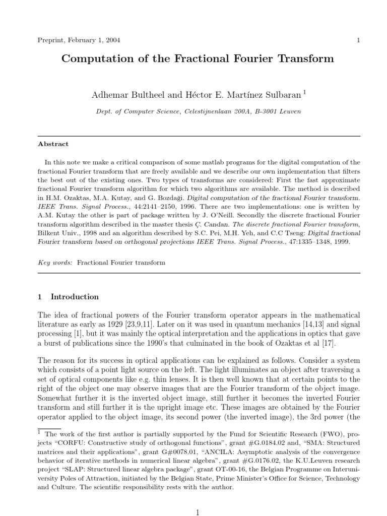 Fractional Fourier Transform in MATLAB | PDF | Eigenvalues And ...