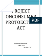 Project Onconsumer Protoection ACT: Siddhanth Munjal 12BSP1213 Section - H'