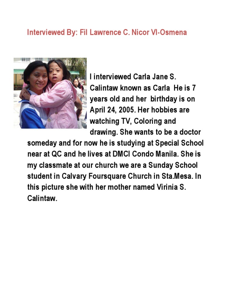 Interview with 7-Year-Old Carla | PDF | Schools