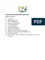 Principles and Practice of Management Syllabus Outline: Chapter (1) : 4 Lectures