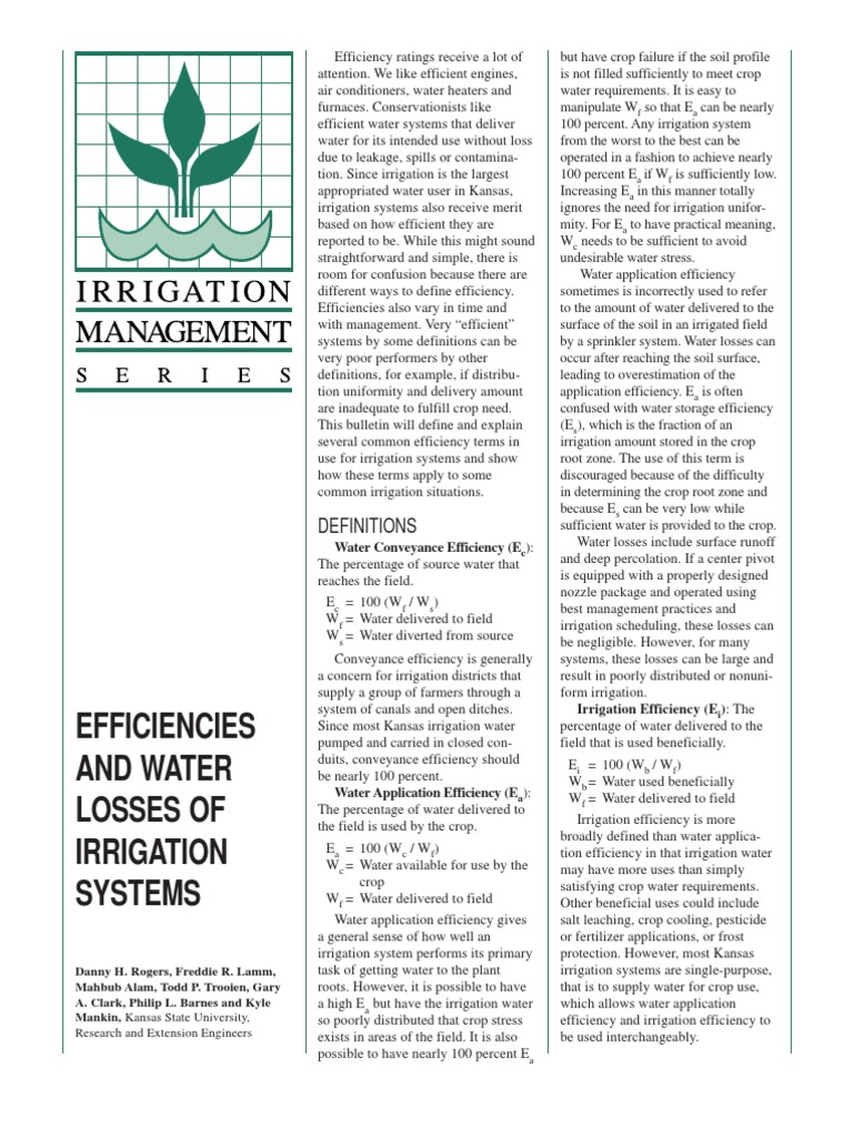 Irrigation Efficiency and Water Losses | PDF | Surface Runoff | Irrigation