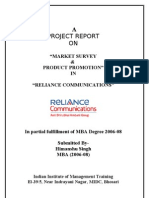 Market Survey & Product Promotion in Reliance Communication