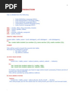 DDL DML DRL TCL DCL Create Table Syntax: Create Table Student (No Number (2), Name Varchar (10), Marks Number (3) )