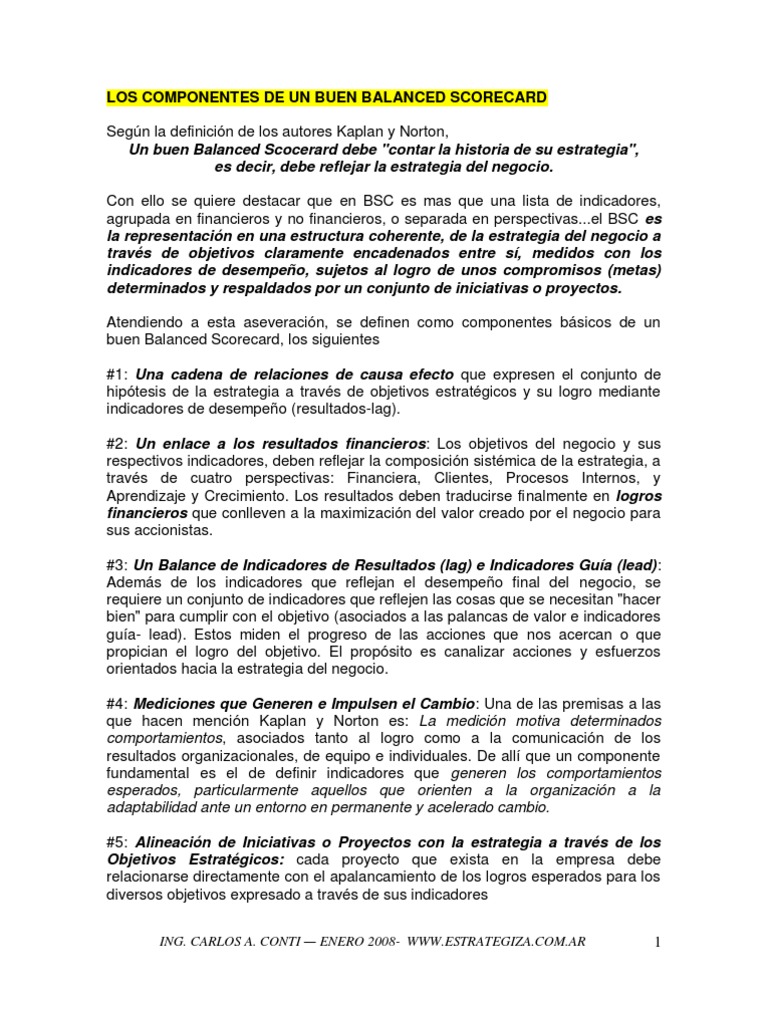 Teorica F1 - Un Buen Balanced Scorecard | PDF | Cliente | Cognición