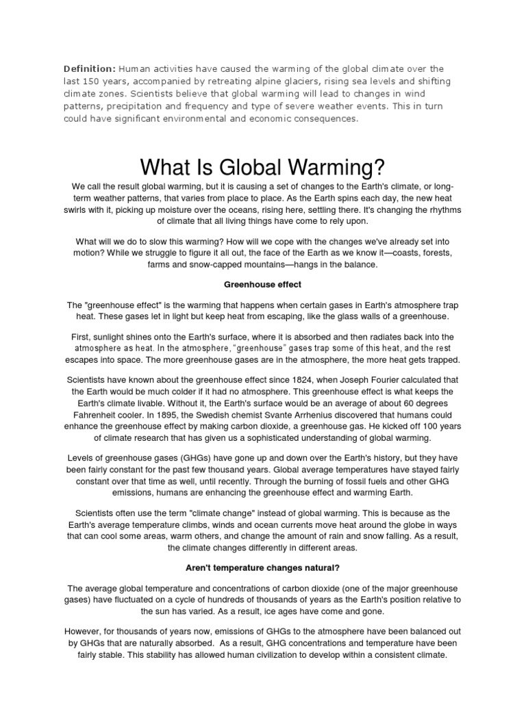 Global Warming 1 Global Warming Greenhouse Gas