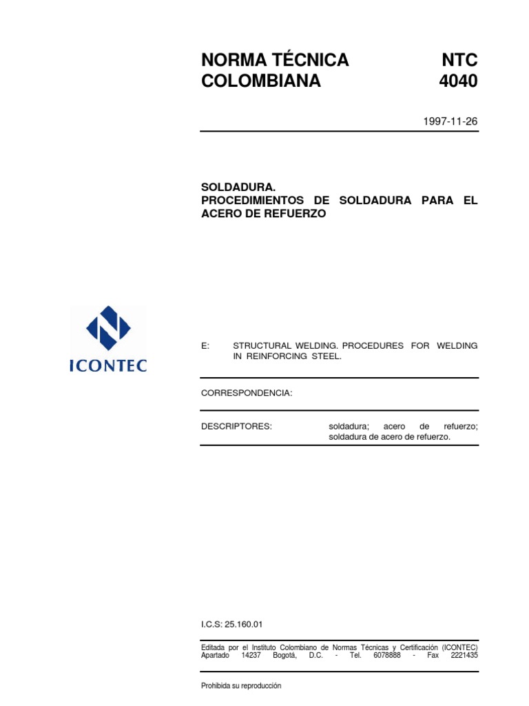 Normativa NTC 4040 para Soldadura en Colombia | PDF | Soldadura ...