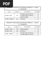 Exames Datas BAS2009