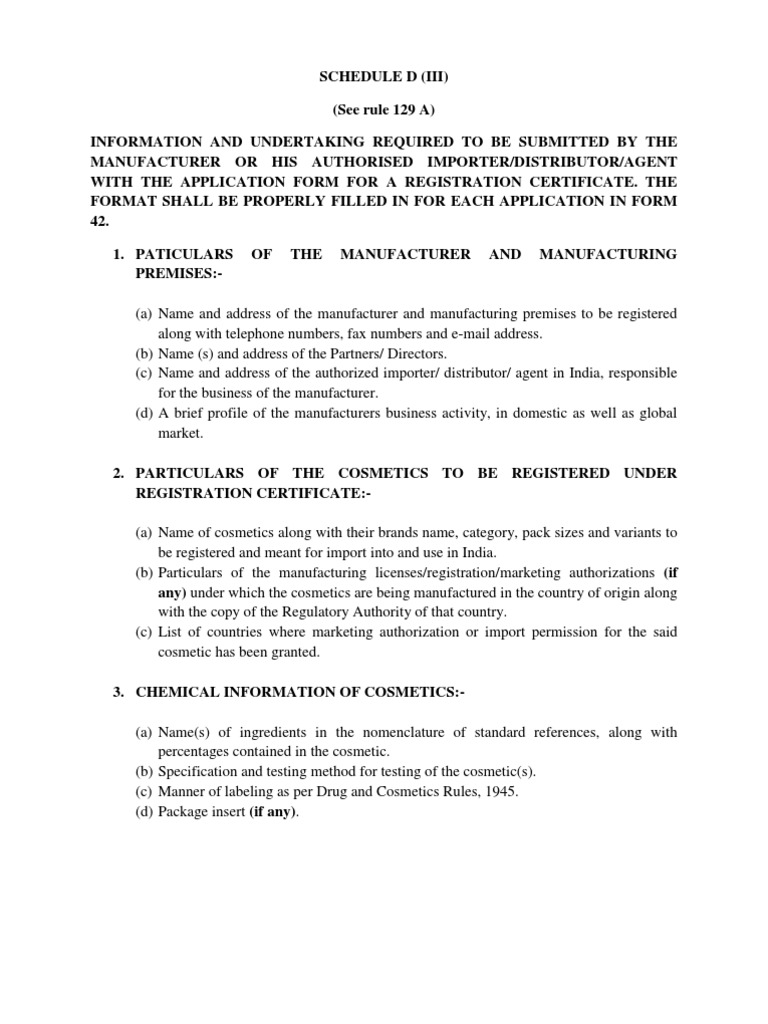 Schedule D3 form | Cosmetics | Government Information | Free 30-day ...