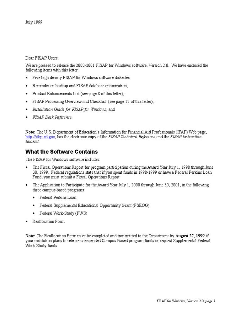 FISAP for Windows 2000-2001 Release | PDF | Microsoft Windows | Backup