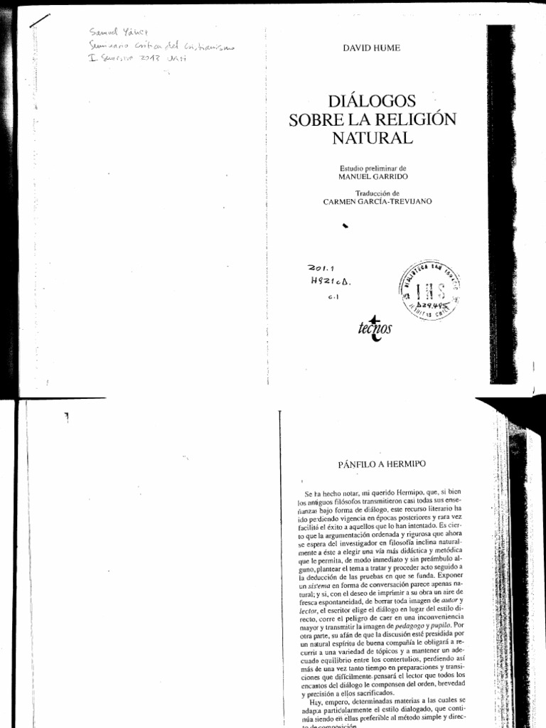 David Hume Diálogos sobre la religión natural