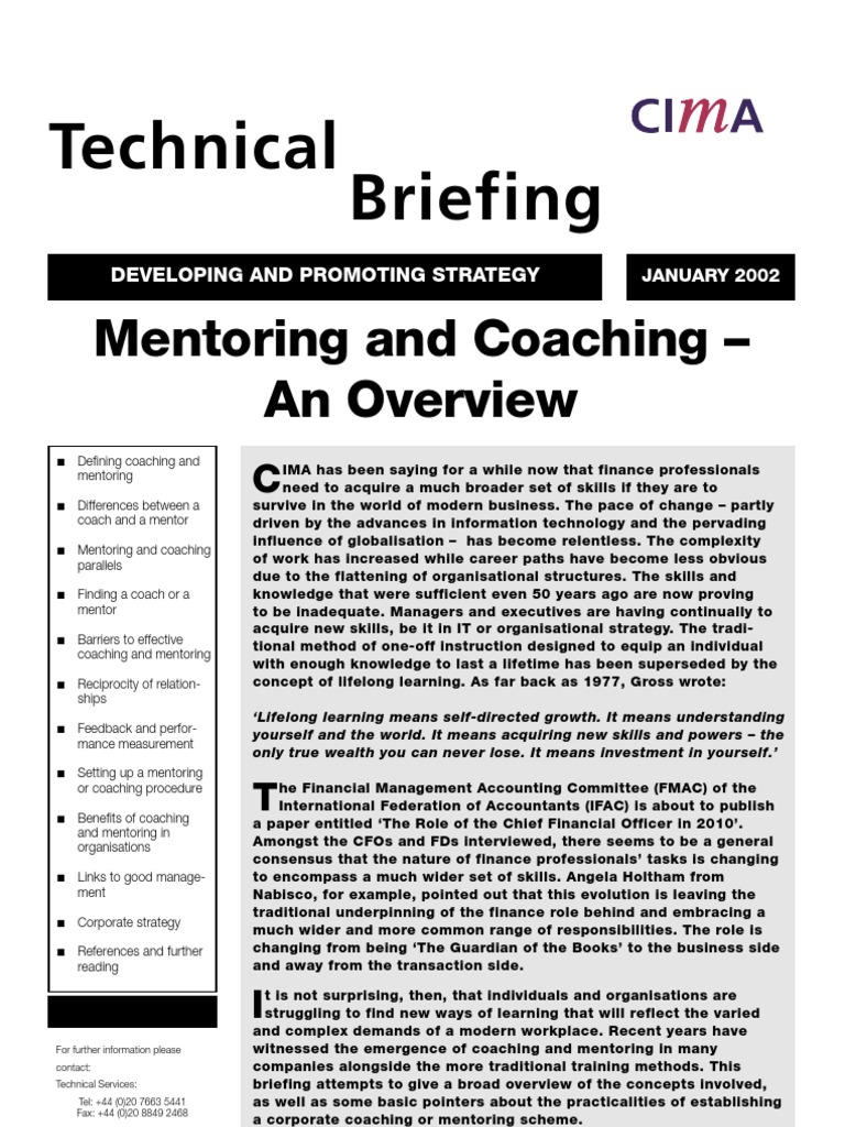 Coaching and Mentoring in Finance | PDF | Mentorship | Strategic Management