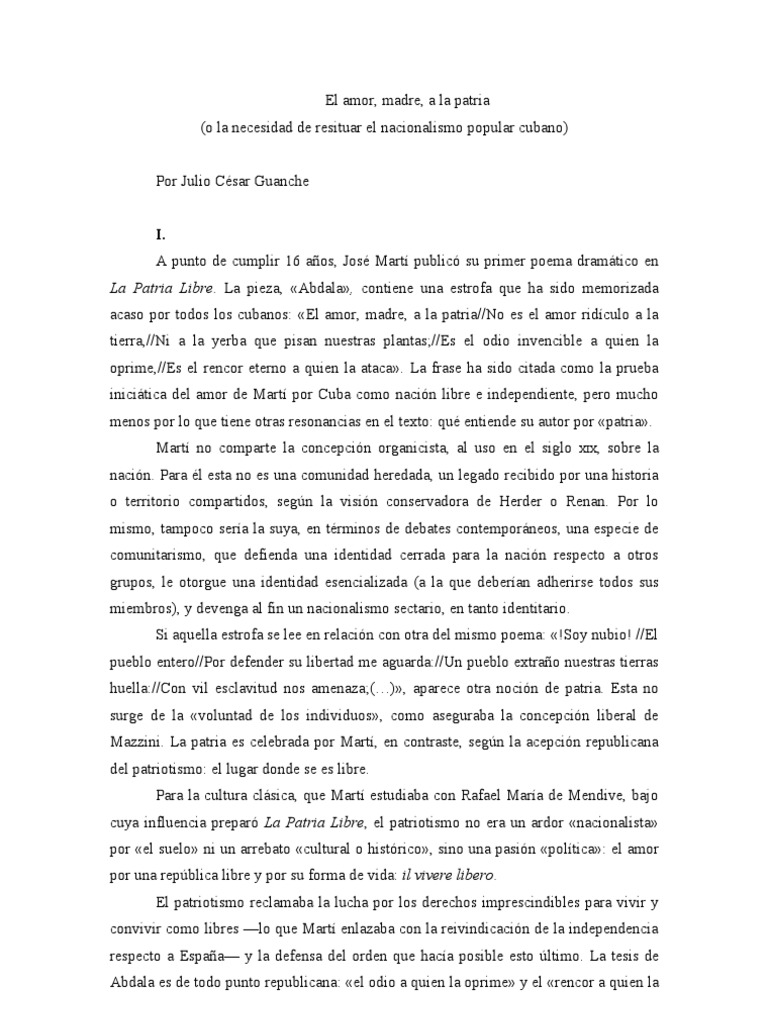 Amor a la Patria en Martí y Cuba | PDF | Cuba | Nacionalismo