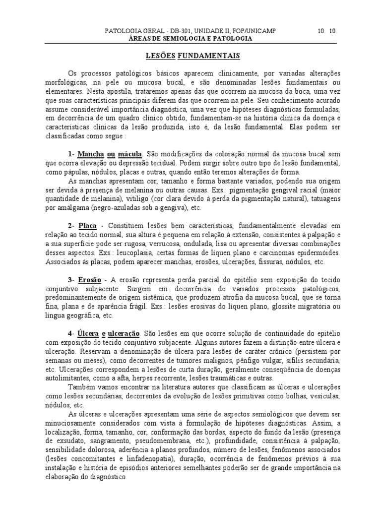 Lesoes Fundamentais Pdf Patologia Boca