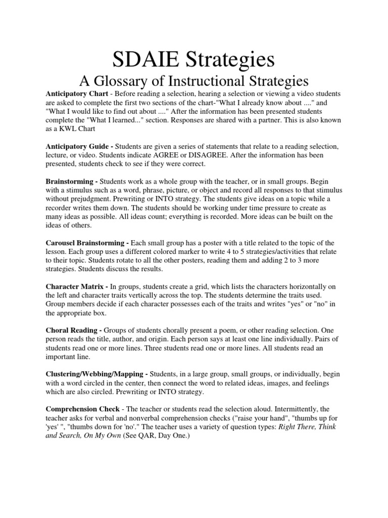 What Are Some Sdaie Strategies