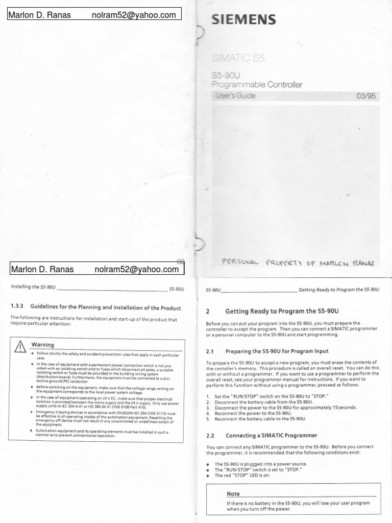 Plc Siemens Simatic 5 Pdf Electrical Connector Computer Program