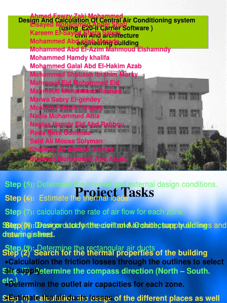 Calculation of Central Air Conditioning System (Using E20 II Carrier