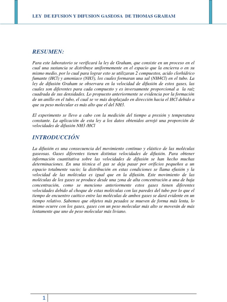 Ley de Graham Gases Química